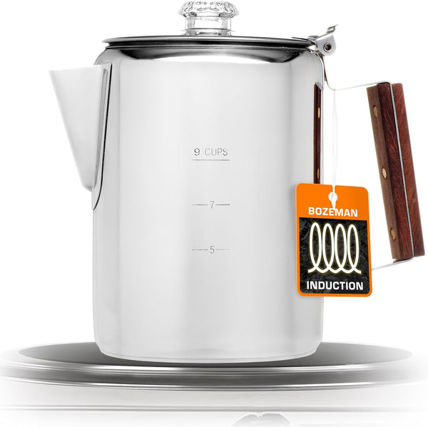 COLETTI Bozeman Induction Coffee Maker Percolator Coffee Pot, Coffee Percolator Brews 3