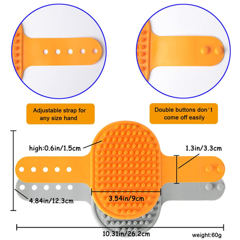 2 Pcs Dog Bath Brush, Rubber Grooming Brush for Short and Long Haired Dogs and Cats with Adjustable Ring Handle