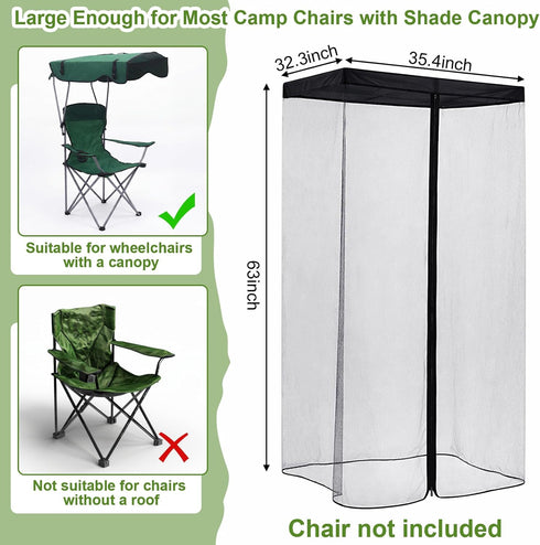 63" 32 35 Inch Yahenda H Mosquito Net Cover for Canopy Chair, Bug Barrier Mesh Tent Netting with x Waterproof Roof