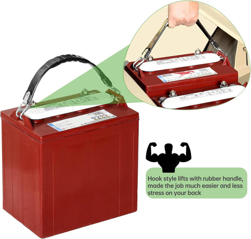 10L0L (1 Golf Cart Battery Lifting Strap Works for Trojan Deep Cell Batteries, Universal Deep Cell Battery Carrier