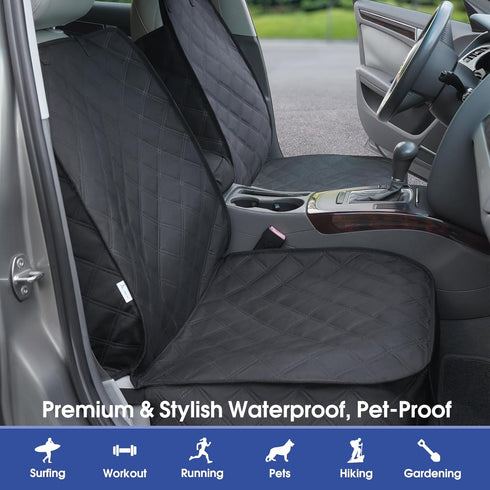 900D (2-Pack) ALLANSING Front Seat Cover for Dogs with Side Flaps, Heavy Duty Waterproof Car Seat Cover, Protects from
