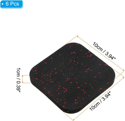 PATIKIL Treadmill Mat, 6 Pcs Exercise Equipment Mat Noise Reduction for Floor Protection, Washing Machine Pads, Anti Vibration Rubber Mats for Bike, Black/Red