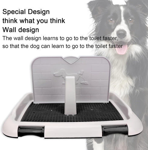Asixxsix Dog Potty Tray, Black Plastic Puppy Training Toilet with Removable Cat Potty Fence for Small and Medium Dogs