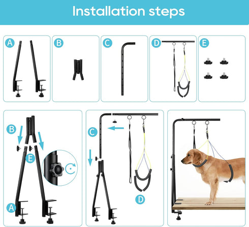 Dog Grooming Table Arm, 35" Height Adjustable with Double Clamp for Small and Medium Dogs, Grooming Loop Noose