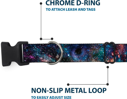 Buckle-Down Plastic Clip Collar - Galaxy Collage - Large, 1" Wide, Fits 15-26" Neck
