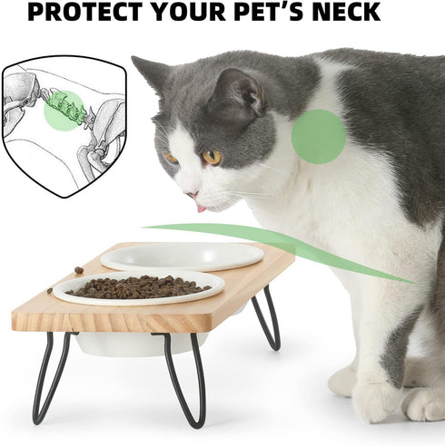 FUKUMARU 2PCS Ceramics Pet Bowl Set, Microwave Heating Food Bowls, Replacement Bowl for Cat & Dog Food and Water