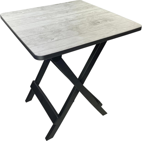 Generic Folding Camping Table Grey Wood Grain 18" Square Height Adjustable 19-21" Plastic