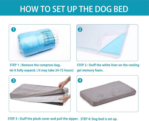 Orthopedic Memory Foam Dog Bed, Cooling Waterproof Pet Bed for Crate, Removable Washable Cover, L (35inch, 65Lbs)