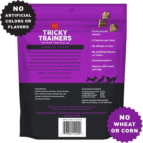 Cloud Star Tricky Trainers Crunchy, Low Calorie Training Dog Treat, Made in the USA, Wheat & Corn Free, Pack of 4