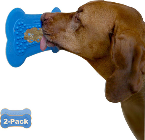 Lick Lick Pad Dog Accessories, Large Suction Dog Peanut Butter Lick Pad for Bathing Station (2 Pack, Blue)