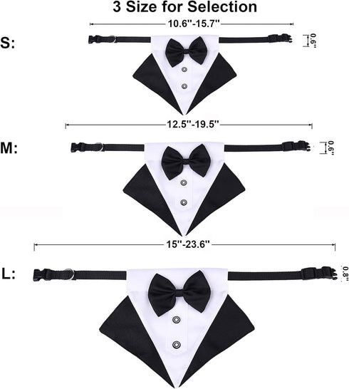 ADOGGYGO Formal Dog Tuxedo Wedding Pet Bandana Collar with Bow Tie, Adjustable for Medium Dog (Medium)