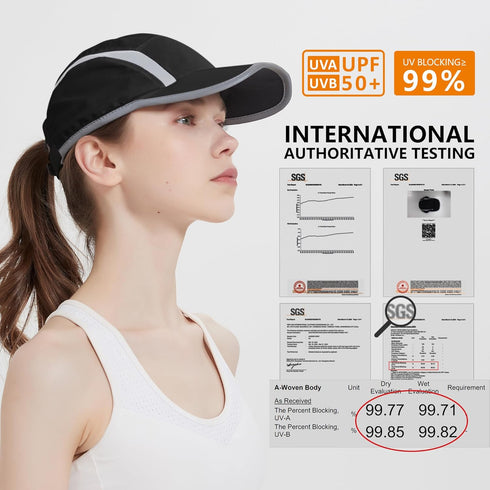 GADIEMKENSD 2 Pack Reflective Foldable Sports Hat, UPF 50+ Sun Protection Hats for Men and Women