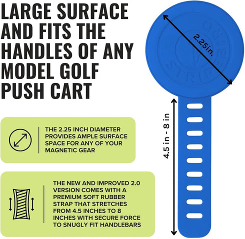 Stripebird 2.0 - Golf Push Cart Mount for Magnetic Accessories (Blue) - Push Cart Strap for Quick and Easy Access