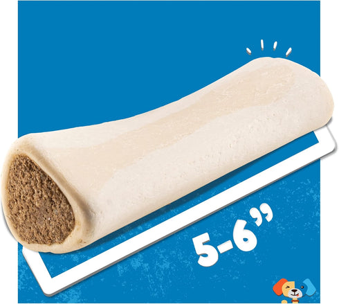 Jack&Pup Filled Dog Bones for Aggressive Chewers, 5 to 6" Chew Treats - Bacon and Cheese Flavor - All Natural