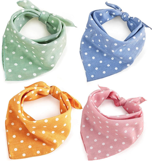 4PCS Spring Dog Bandanas, Cute Soft Cotton Puppy Scarfs, Washable Daily Handkerchief for Small Medium Large Pets