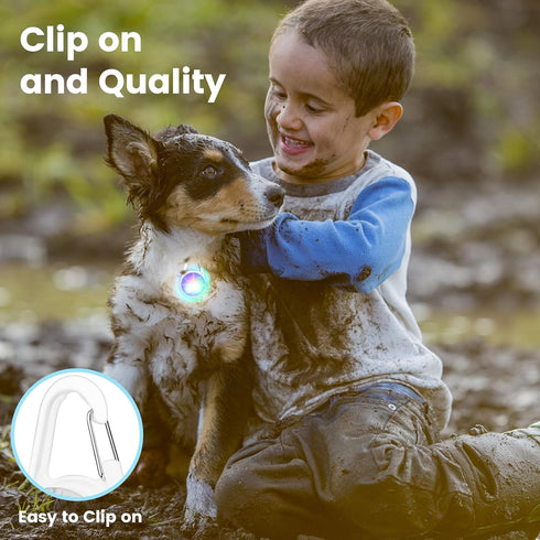 Dog Lights 2-Pack LED Rechargeable Collar Lights Clip-On with RGB Color Safety Lights for Night Walking Camping