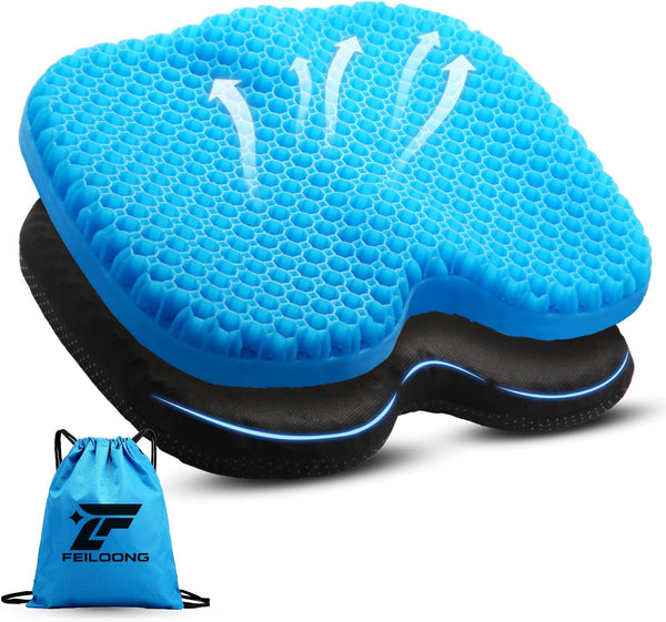 Kayak Seat Cushion with Storage Bag, Anti Slip Gel Waterproof Thick Pad for Kayak, Office Chair, Car, Fishing Cushion