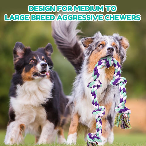 Dog Rope Toys for Large Dogs - 42In 6 Knots Indestructible Rope Toy for Aggressive Chewers, Heavy Duty