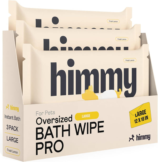 Himmy Large Pet Wipes for Dogs and Cats - 12" x 18" Bath Wipes for Cleaning, Deodorizing, Anti-Itch Grooming