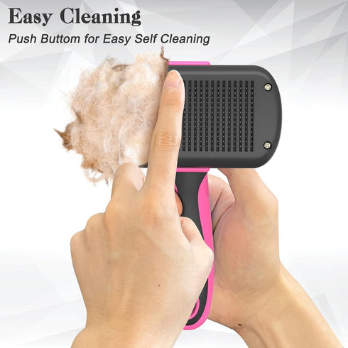 Self-Cleaning Pet Grooming Brush, Skin-Friendly Deshedding Tool for Dogs & Cats, Removes Loose Hair and Tangles