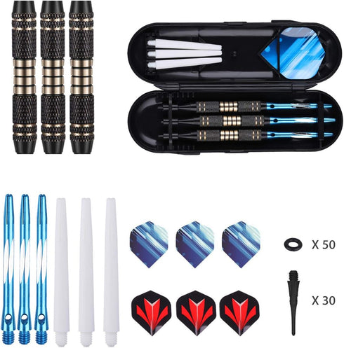 Soft Tip Darts Set - 18/20 Grams Professional Darts with Brass Barrel, Aluminum Shafts, 50 Rubber O-Rings
