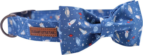 Elegant Little Tail Dog Collar with Bow, Adjustable Cotton & Webbing Bowtie Collar for Small Medium Large Dogs
