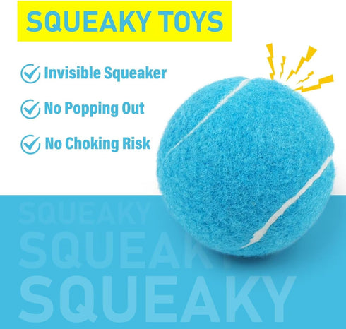 PrimePets Tennis Balls for Dogs - 2.5 Inch Squeaky Interactive Pet Dog Toy Balls for Medium, Large Dogs