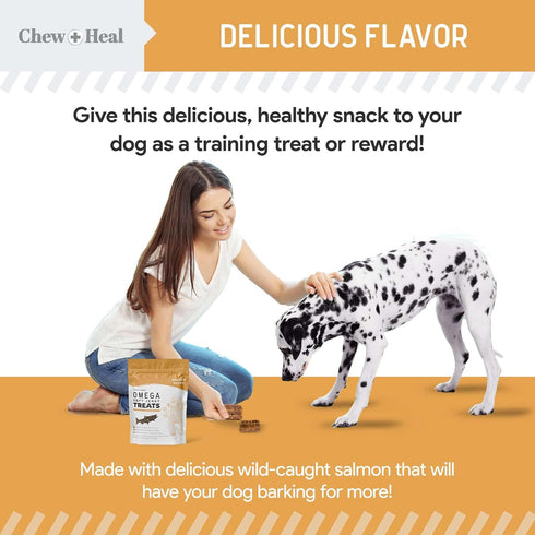 Chew + Heal Labs Omega Salmon Jerky Dog Treats, 12 oz, Soft Salmon Jerky for Skin and Coat