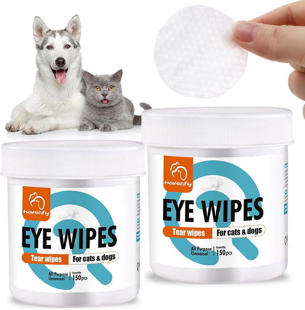Pet Wipes for Cats & Dogs, Unscented Grooming Wipes for Eyes, Paws, Ears, Nose, 300 Pads Tear Stain Remover