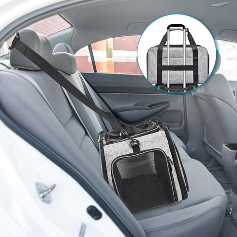 Soft-Sided Cat Carrier for Small Medium Cats and Puppies up to 16 Lbs, Airline Approved, Grey