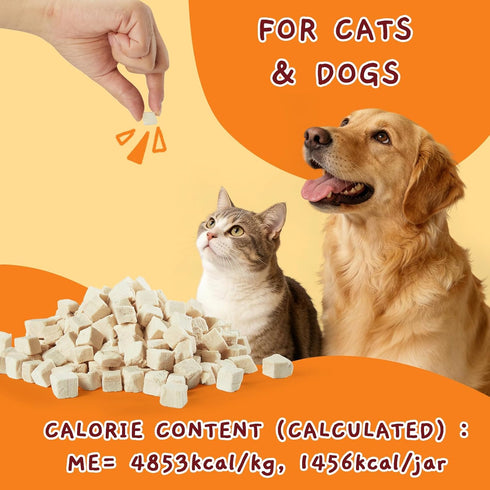 10.58 oz Jungle Calling Freeze Dried Chicken Cat & Dog Treats, Single Ingredient Chicken Bites for Cats & Dogs, High