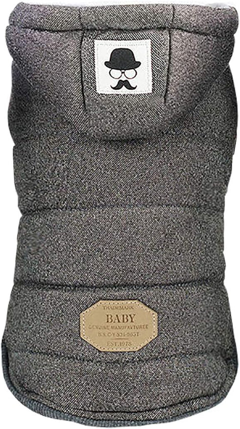 Dog Coat Rdc Pet Hoodie - Cold Weather Coats for Small Dog and Medium Cat (XXL, Grey)