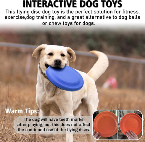 Durable Rubber Dog Flying Disc (2 Pack) - 9.25" Indestructible, Puncture & Bite Resistant for Medium Large Dogs