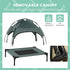 PawHut 24" Elevated Dog Bed with Removable Canopy, Outdoor Cot with UV Protection Shade for Camping, Gray