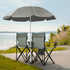 BIVVI 180lbs,Grey Double Camping Chair with Umbrella,Portable Folding Chair w/ Cup Holders,Cooler Bag,Pocket & Carry