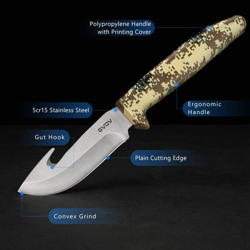 GVDV Hunting Knife Set, Deer Hunting Gear Butcher Game Processor Set with 6 Pieces for Field Dressing