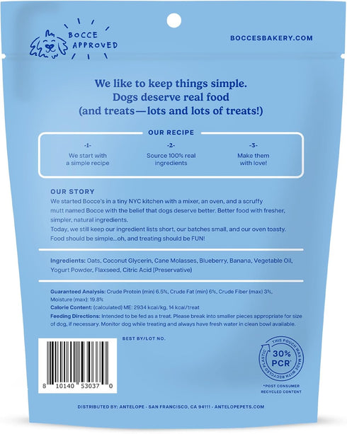 Bocce's Bakery Berry Smoothie Wellness Treats for Dogs, Wheat-Free Everyday Dog Treats, Made with Real Ingredients, Baked in The USA, All-Natural Soft & Chewy Cookies, 6 oz