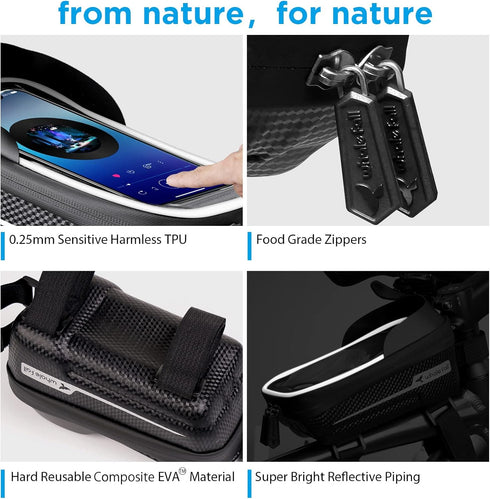 Whale Fall Hard Casing Bike Bag, Bike Accessories for Adult Bikes, Gifts for Men, Waterproof for 4” - 6.9” Cellphone
