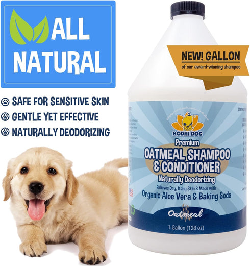 Bodhi Dog Oatmeal Shampoo & Conditioner, Naturally Deodorize Dogs, Cats & Pets, Soothes Dry, Itchy Skin, 1 Gallon