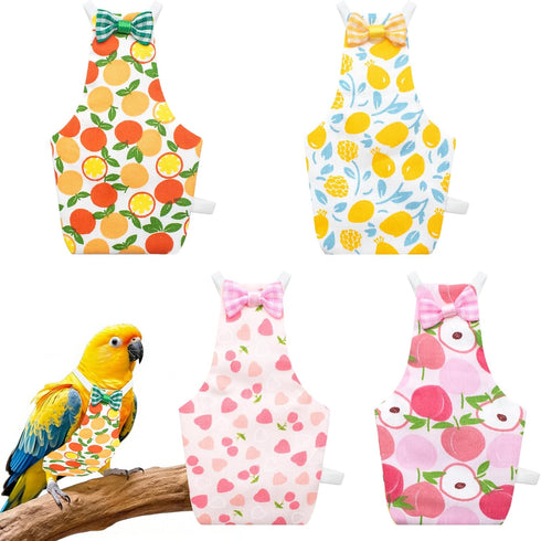 KCMOSGI 4 Pcs Bird Diaper, Parrot Diaper, Reusable Bird Clothes with Adjustable Straps