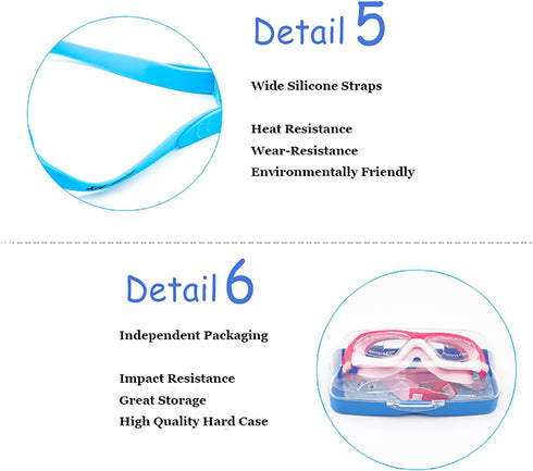 Swim Goggles for Kids (3-15 Years Old), Waterproof Swimming Goggles, Large Frame UVA/UVB for Boys and Girls