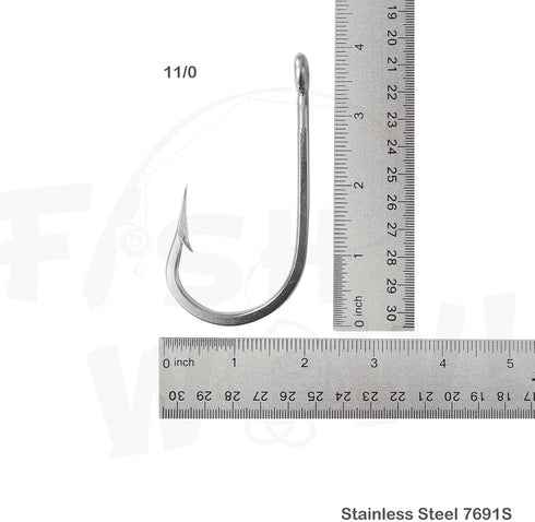 10pcs 7691S 11/0 Fish WOW! Big Game Southern Tuna Stainless Steel Hook Size