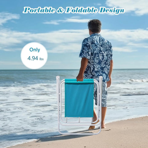 BIVVI 265 lbs, High Back Beach Chair with Umbrella for Adults, Lightweight Camping Chair with Armrests, Folding Compact
