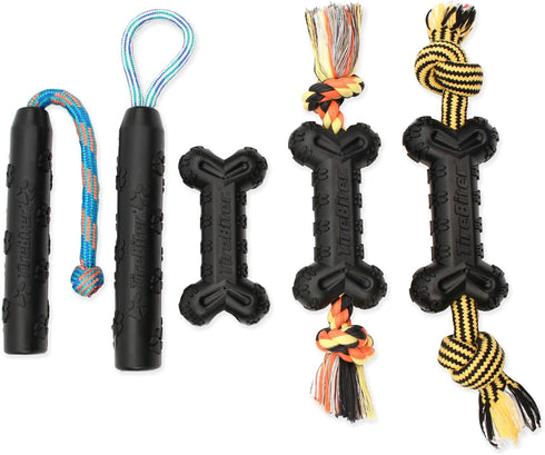 Mammoth TireBiterII Bone with Treat Station, Natural Rubber Dog Toys for Extreme Chewers, Large 7.25