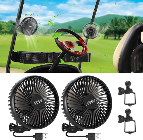Roykaw Portable Golf Cart Fan, USB Input, 3-Speed Settings, Compatible with EZGO Club Car Yamaha