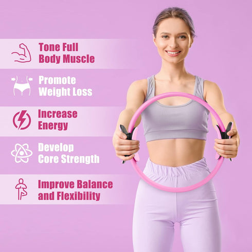 RitFit 14 Inch Pilates Ring Circle, Magic Fitness Circle for Toning Inner & Outer Thighs, Includes Bonus Workout Guide
