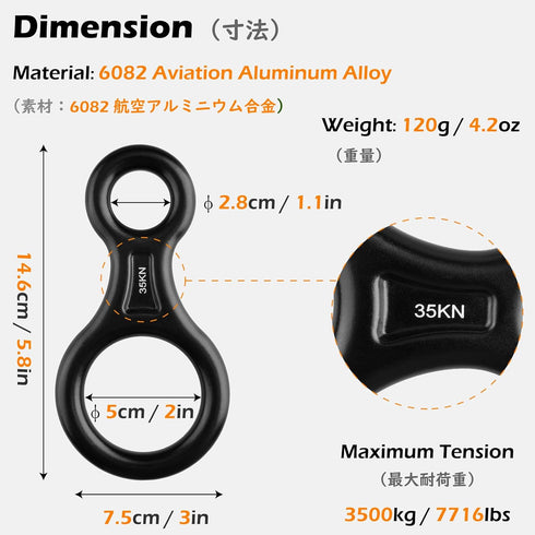 TRIWONDER Rescue Figure 8 Descender, 35kN 50kN Aluminum Rappelling Belay Gear, Climbing Rigging Plate Downhill