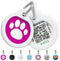 QR Code Dog Tag Silent ID Pet Tags Personalized Name Plate with Online Profile (Pink Paw, Small Round)