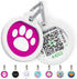 QR Code Dog Tag Silent ID Pet Tags Personalized Name Plate with Online Profile (Pink Paw, Small Round)