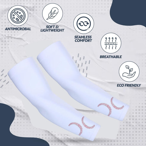 KUHNMARVIN Compression Arm Sleeves - 2 Pairs UV Protection Cooling Tattoo Cover Up for Basketball & Football